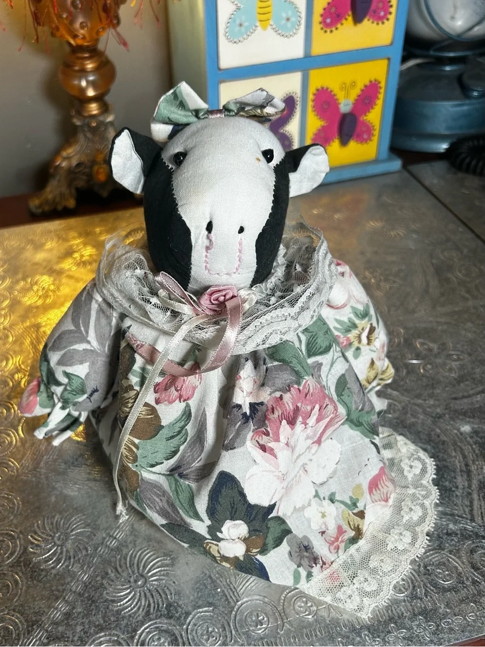 Vintage 90’s Country Cow Cloth Puppet in Dress